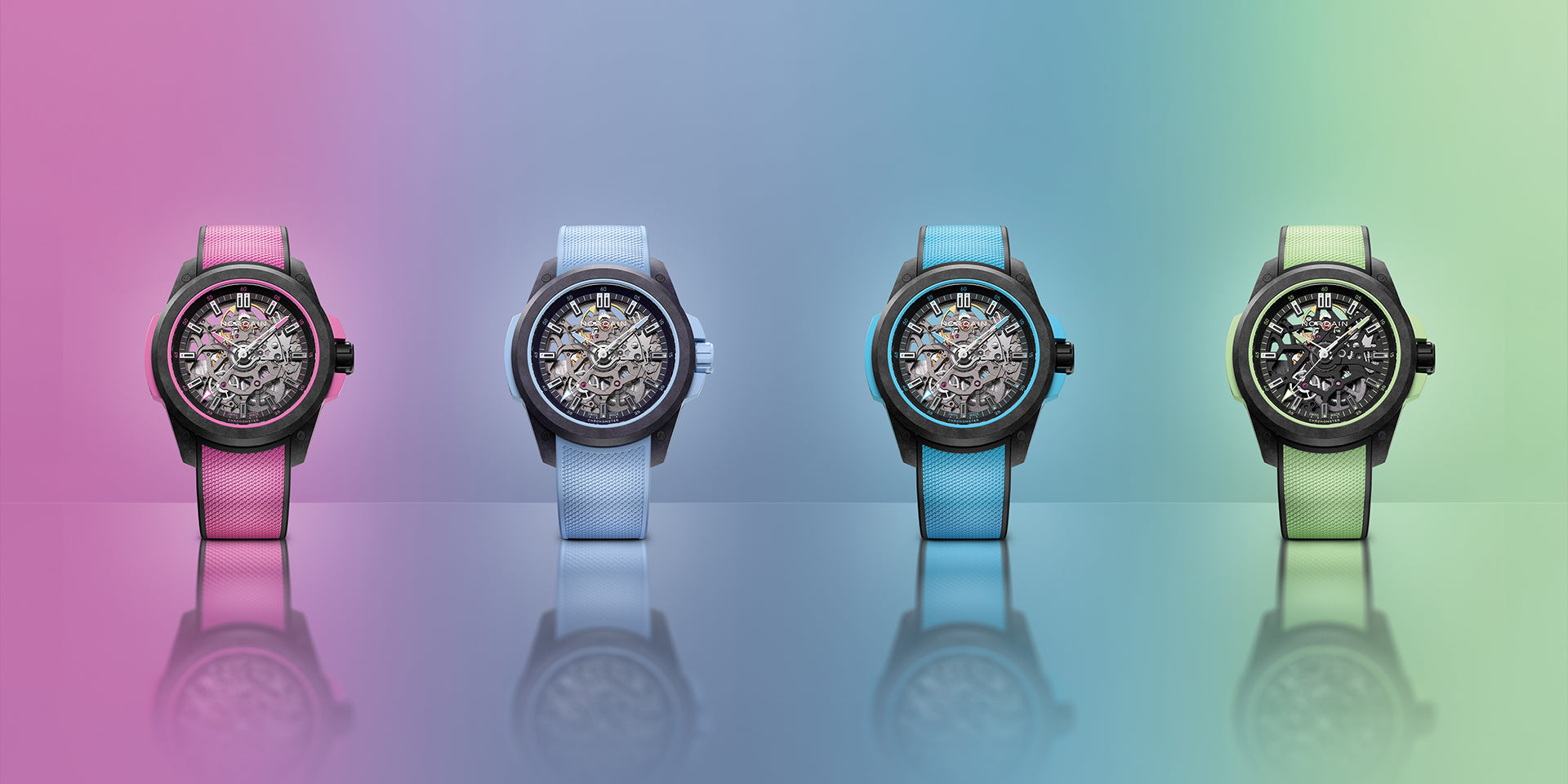 NORQAIN unveils the Wild ONE Skeleton 39mm in four vibrant colours, launching with six high-profile NORQAINERs in a bold global campaign.