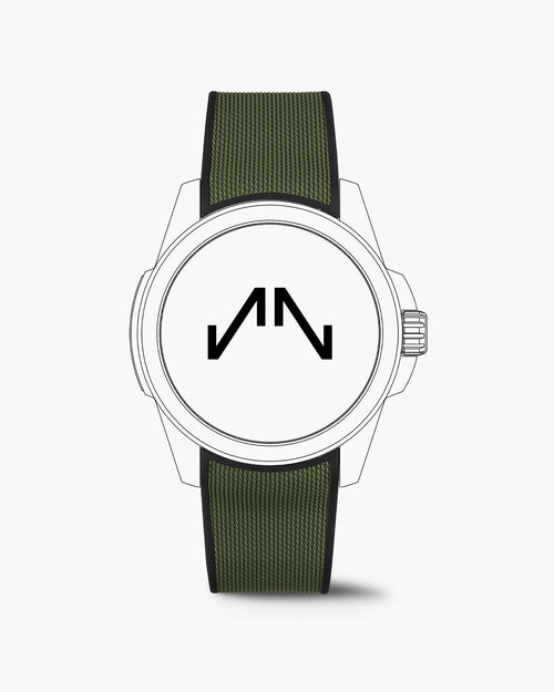 Caucciù cachi con motivo milanese 22mm