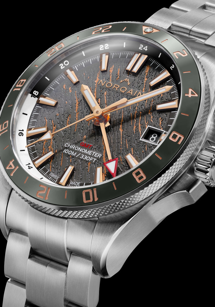 NEVEREST GMT Glacier 41mm Grey & Gold | NORQAIN Swiss Made Watches