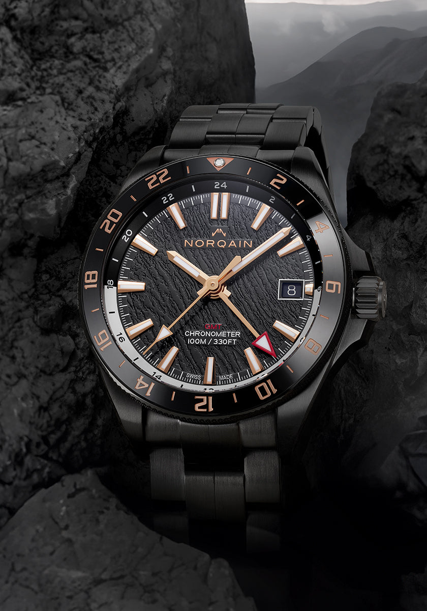 ノルケイン NORQAIN NEVEREST GMT NEVEREST GMT Glacier 41mm DLC Grey & Gold | NORQAIN Swiss Made
