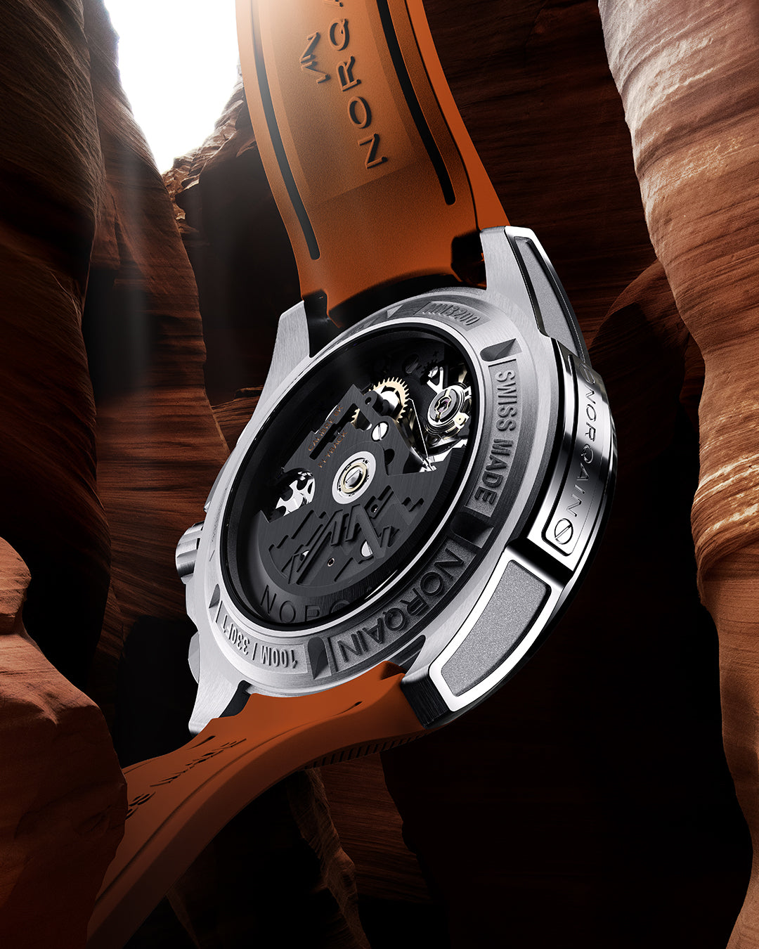 Independence Skeleton Chrono 42mm Orange | NORQAIN Swiss Made