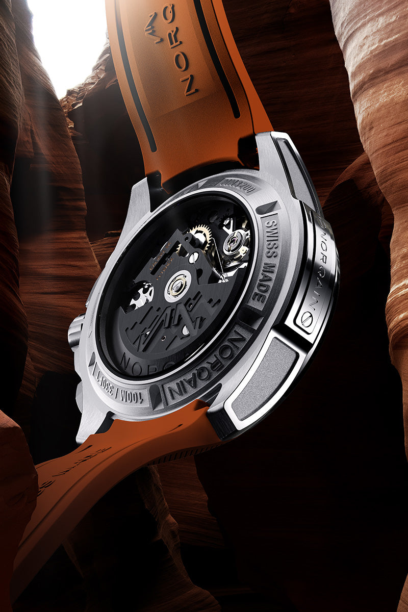 Independence Skeleton Chrono 42mm Orange | NORQAIN Swiss Made