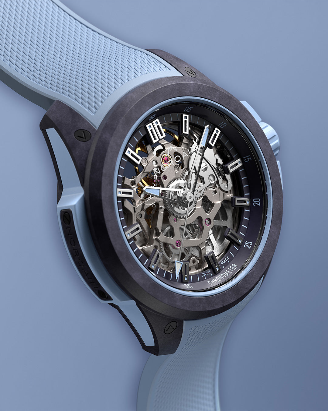 Wild ONE Skeleton 39mm Purple Ice Blue | NORQAIN Swiss Made