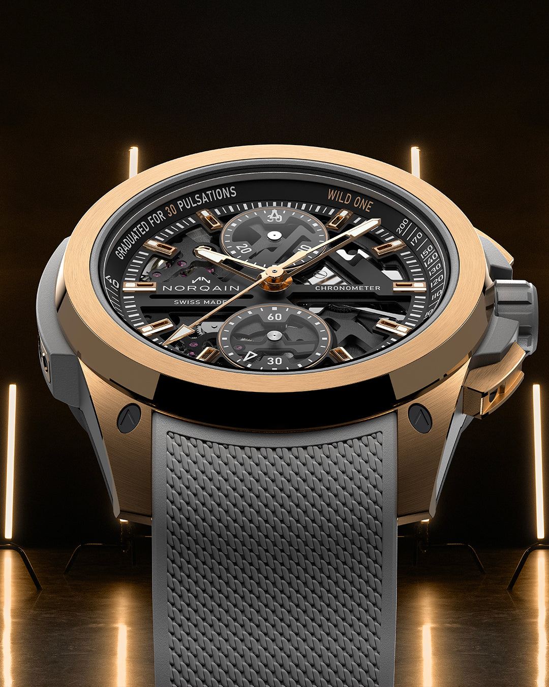 Wild ONE Skeleton Chrono Red Gold Limited Edition | NORQAIN Swiss