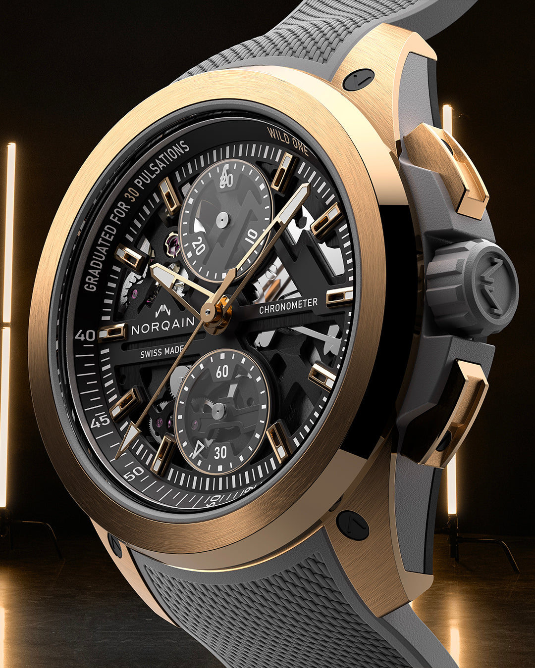 Wild ONE Skeleton Chrono Red Gold Limited Edition | NORQAIN Swiss