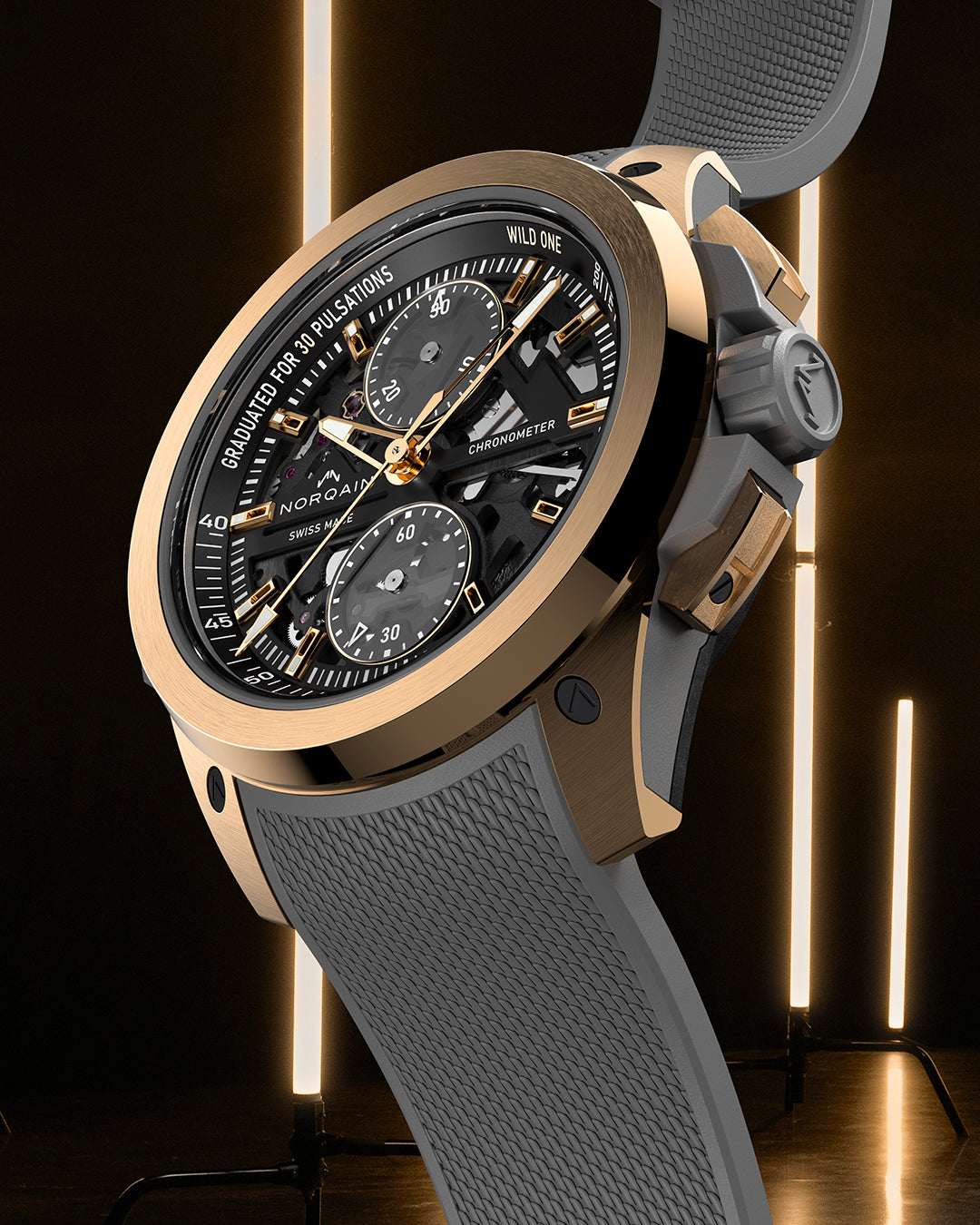 Wild ONE Skeleton Chrono Red Gold Limited Edition | NORQAIN Swiss